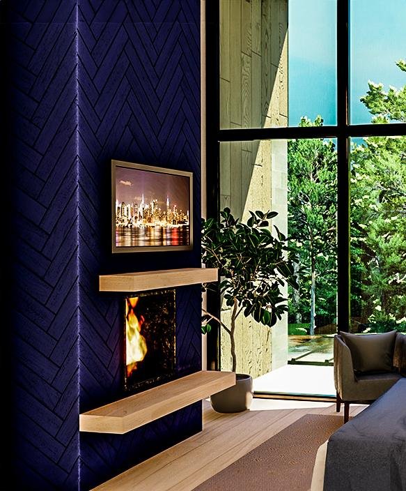 LA CASA DE VACACIONES PROJECT CONCEPT Bedroom fireplace action 17